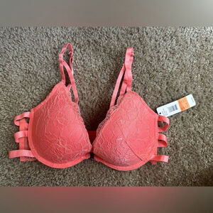NWT Sam Edelman strappy lace T-shirt bra color shell pink 34C